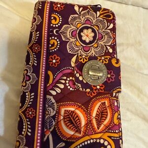 NwOT Vera Bradley Purple Orange Yellow Floral Quilted Wallet